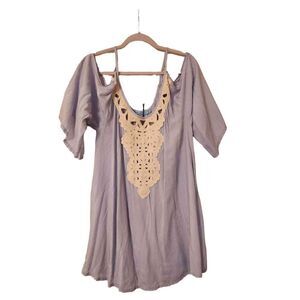 Solitaire Swim NWT open shoulder crochet front cover up size small